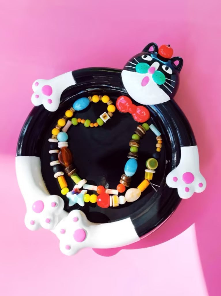 Round Chubby Catchall Tray Desk Organizer Key Storage Entryway Decor