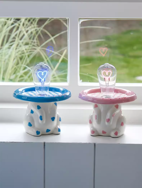 Ceramic Bunny Ambient Table Lamp Night Light for Bedroom Bedside