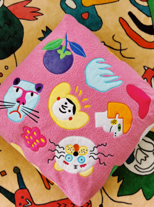 Enchanted Forest Fabric Pouf Cushion Modern Cartoon Floor Seat