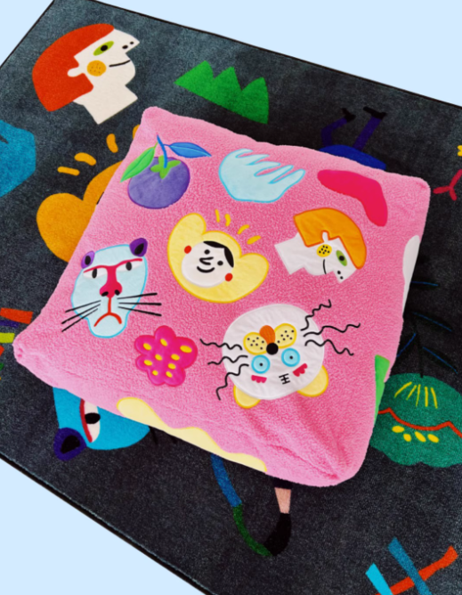 Enchanted Forest Fabric Pouf Cushion Modern Cartoon Floor Seat